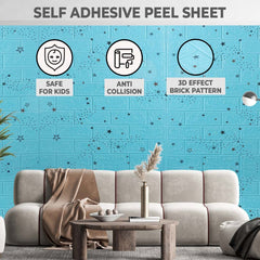 Kuber Industries Foam Brick Pattern 3D Wallpaper for Walls|Soft PE Foam|Easy to Peel, Stick & Remove DIY Wallpaper|Suitable on All Walls|Pack of 5 Sheets,70 cm X 77 cm