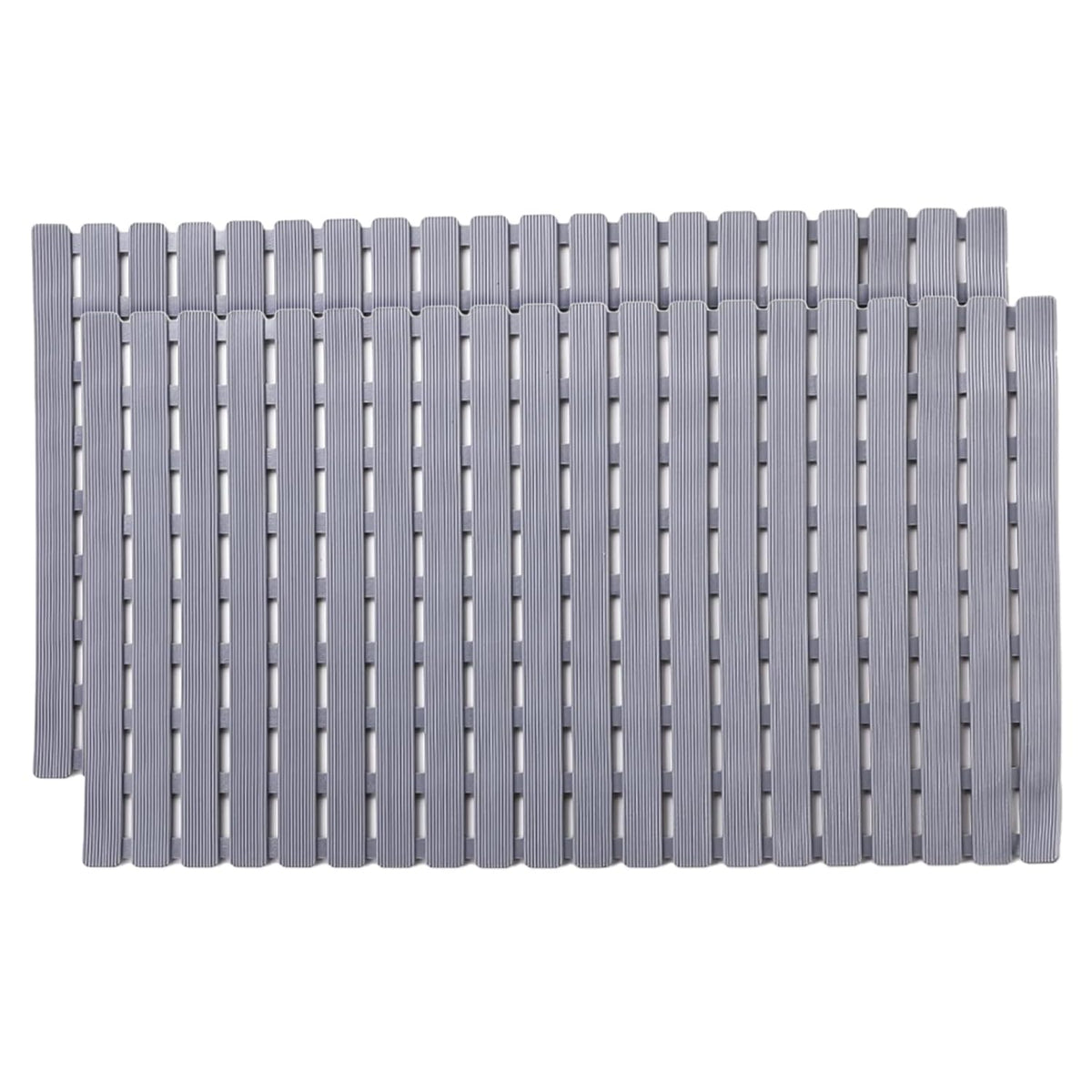 Kuber Industries Bath Mat | PVC Bathroom Mat | Shower Bath Mat | Floor Tub Mat | Bathroom Mud Mat | Anti-Skid Shower Bathroom Mat | JL-01B |Pack of 2| Gray