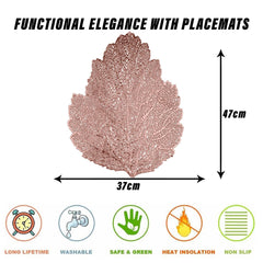 Heart Home Placemat | Placemats for Dining Room | Designer Table Mat Set | Placemats for Kitchen Table | Side Table Placemats | Patta Shape Placemat | 6 Piece Set | Copper