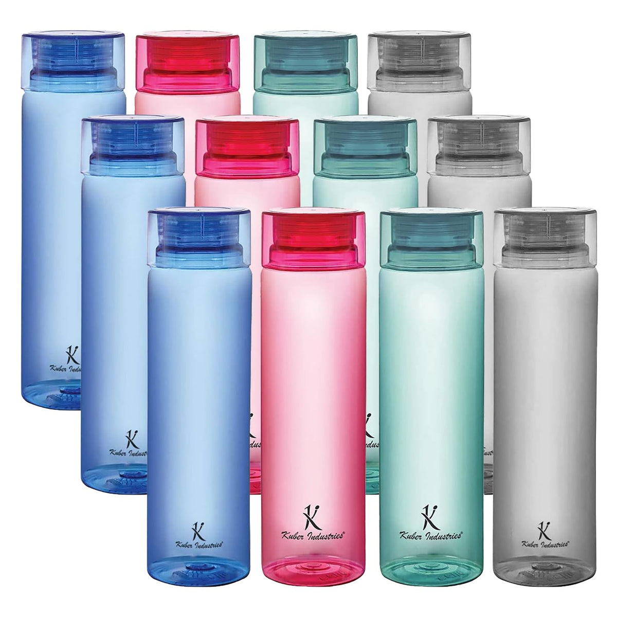 Kuber Industries BPA Free Plastic Water Bottles | Breakproof, Leakproof, Food Grade PET Bottles | Water Bottle for Kids & Adults | Plastic Bottle Set of 4 |Assorted (Pack of 3)