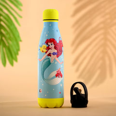 Kuber Industries 500 ml Water Bottle with 2 Lids | Disney Mermaid | Stainless Steel Bottle for Travel & Sports | BPA-Free Insulated Sipper Bottle for Adults & Kids with Straw | Sky Blue | Pack of 5