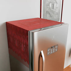 Kuber Industries Fridge Top Cover | Household Refrigerator Cover | Refrigerator Top Cover for Kitchen | Refrigerator Top Protector | Net Jhalar Fridge Top Cover | Maroon