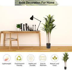 Urbane Home Corn Artificial Tree | Faux Tree with Pot | 120 CM Tall Planter |Plant for Home Decor | Evergreen Artificial Silk Tree | Plastic | FH-BXT120 | Green