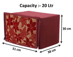 Heart Home Velvet Flower Printed Microwave Oven Cover, Dustproof Machine Protector Cover,20 LTR. (Maroon)-HS43HEARTH26048