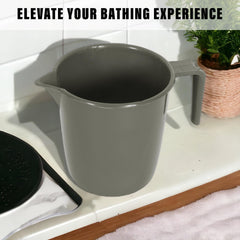 Heart Home Bathroom Mug | Plastic Bath Mug for Bathroom | Bath Mug | Mug for Bathroom | Mug for Toilet | Washroom Jug | 111 Bath Mug | 1 LTR | Pack of 6 | Gray