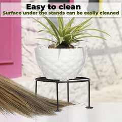 Kuber Industries Metal Pot Stand|Iron Flower Pot Stand for Outdoor Plants|Plant Stand for Balcony,Garden,Office,Set of 3,(Black) (Pack of 2)