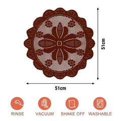 Heart Home Placemat | Dining Table Placemat | Center Table Mats | Round Plain Net Placemat Set | Side Table Placemats for Hotel-Home Décor | 20 Inch | Pack of 2 | Maroon