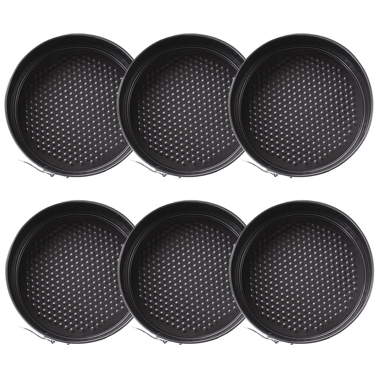 Kuber Industries Cake Mould with Removable Base|Cake Tray for Baking|Idol for Bread, Pie, Pizza-Pack of 6 (Black)