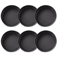 Kuber Industries Cake Mould with Removable Base|Cake Tray for Baking|Idol for Bread, Pie, Pizza-Pack of 6 (Black)