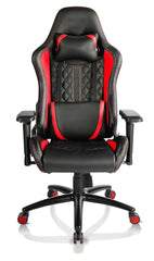 Kuber Industries Ergosmart PC Gaming Chairs with 3D Armrest & Wheels | Comes with Headrest, Lumbar Support Cushions & Footrest | Comfortable Chair for Long Sitting & Back Pain Relief | Black & Red