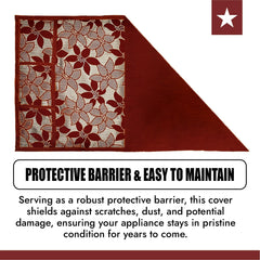 Kuber Industries Fridge Top Cover | Fridge Top Cover with Pockets | Refrigerator Top Cover for Kitchen | Fridge Top Cover with 6 Utility Pockets | Flower-Design Fridge Cover | Maroon