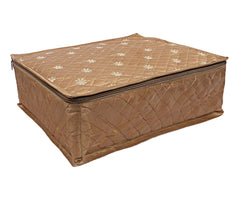 Heart Home Satin 6 Flip Sarees Bag, Saree Cover, 1 Bag for Keeping 6 Sarees, Wedding Collection Gift (Gold) - HEART2639