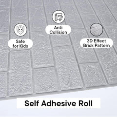 Kuber Industries Foam Brick Pattern 3D Wallpaper for Walls|Easy to Peel, Stick & Remove DIY Wallpaper|Suitable on All Walls|Pack of 2 Sheets, 70 cm X 77 cm
