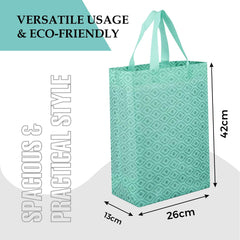 Heart Home Shopping Handbag | Grocery Handbag | Shopping Bag | Grocery Shopping Bag | Reusable Shopping Bags | Vegetable Bag | Eye-Print Carry Bag | Pack of 6 | Green