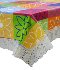Heart Home 60"x90" Flower Printed PVC Waterproof, Antislip & Wipe Clean Dinning Table Cover for 6 Seater (Multicolor)-HS43HEARTH25636