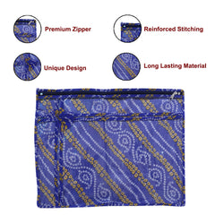 Heart Home Bandhani Print PVC Foldable Single Saree Cover|Clothes Storage For Saree, Lehenga, Suit With Transparent Pack of 6 (Blue)