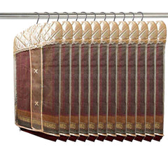 Heart Home Satin 12 Pieces Hanging Saree Cover Set (Peach)- CTHH22085