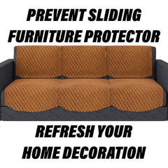 Heart Home Sofa Cover Set | Sofa Slip Cover Set | Modern Quilted Sofa Cover | Velvet 5 Seater Couch Cover | Sofa Slipcover Set | Sofa Cover for Living Room | Brown