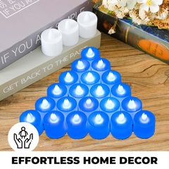 Kuber Industries LED Tea Light Candles for Home Decor |Battey Operated |Yellow Light |Diwali Lights for Decoration,Along with Festivities & Parties|B0-051702B (Candle with Blue) Set of 24 (Pack of 6)