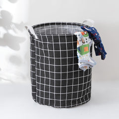 Kuber Industries Foldable Storage Basket|Round Toy Storage Bin|Side Grab Handle|Wardrobe, Closet Organizer (Black) (Pack of 5)