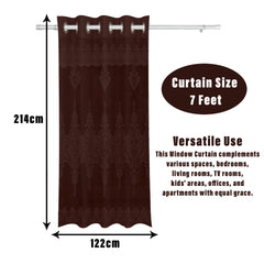 Heart Home Door Curtain|Darkening Door Curtains|Premium Drapes for Bedroom|Sheer Curtain with 8 Rings|Parda for Living Room|Net Frill Door Curtain|7 Ft|SY15ZZ|Brown