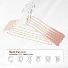 Kuber IndustriesPP Cloth Hanger Set of 5 with Zinc Plated Steel Hook (Pink)