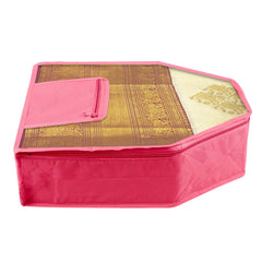 Heart Home Blouse Cover | Clothes Storage Bag | Zipper Wardrobe Organizers | Clothes Organiser with Attached Pocket | Non-Woven Front Transparent Blouse Cover | Pack of 9| Pink