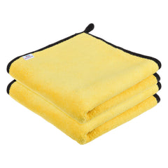 Heart Home Cleaning Towel|Microfiber Reusable Cloths|Highly Absorbent Washable Towel for Kitchen with Hanging Loop|Car|Window|40x40 Cm|Pack of 2 (Yellow)