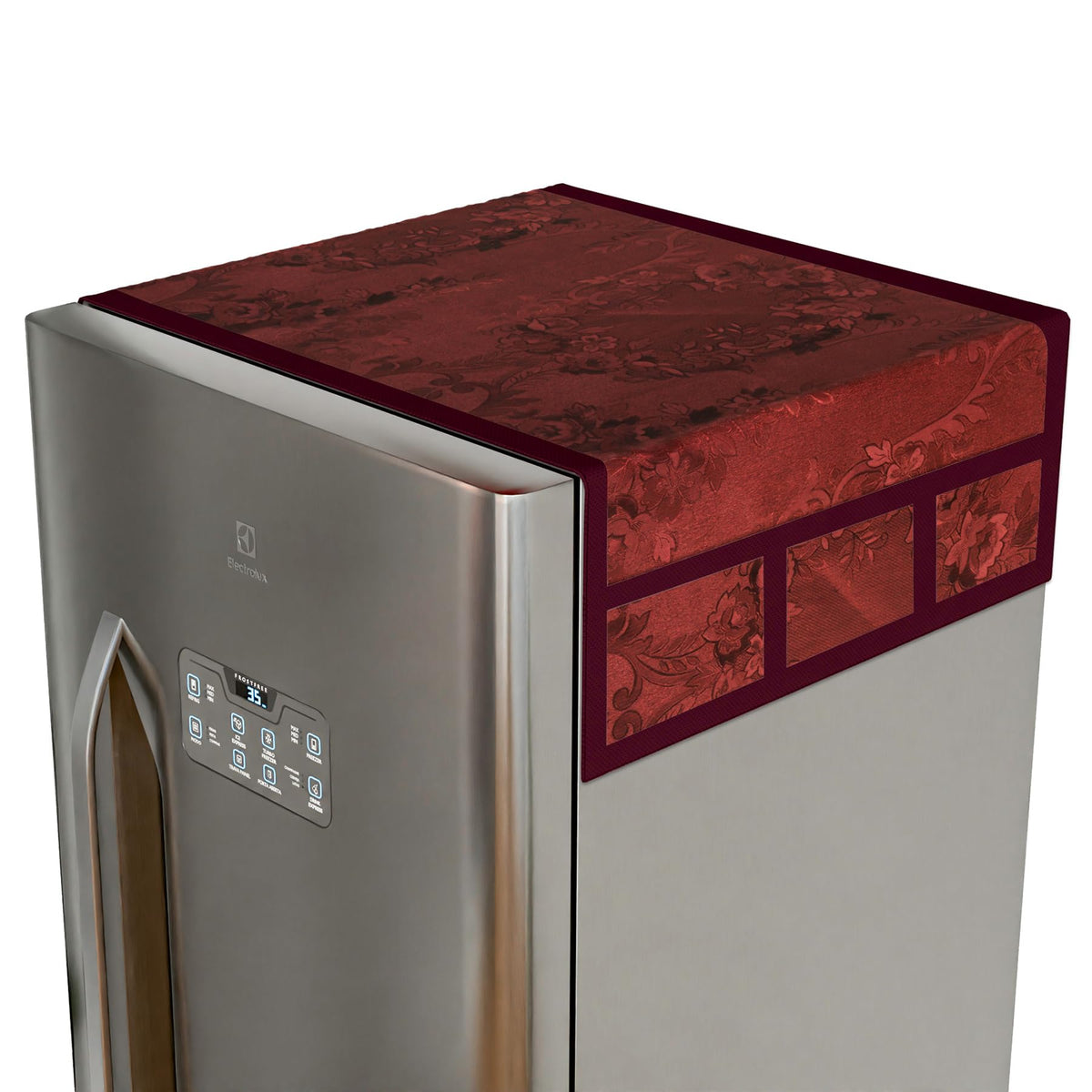 Kuber Industries Fridge Top Cover | PVC Fridge Top Cover | Refrigerator Cover with 6 Side Pockets | Refrigerator Top Protector | Appliance Cover | Fridge Top Cover 101 | Maroon