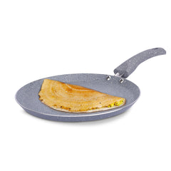 Kuber Industries Dosa Tawa Non Stick Pan with Revivted Handle | High Grade Aluminium Induction Non Stick Tawa Pan | Scratch Resistant, Gas Stove & Induction Compatiable | Grey