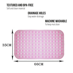 Heart Home Bath Mat | PVC Bathroom Mat | Shower Bath Mat | Transparent Round Floor Tub Mat | Foot Massager Mat | Anti-Skid Shower Mat with Drain Holes | Pack of 2 | Multi