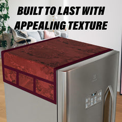 Kuber Industries Fridge Top Cover | PVC Fridge Top Cover | Refrigerator Cover with 6 Side Pockets | Refrigerator Top Protector | Appliance Cover | Fridge Top Cover 101 | Maroon