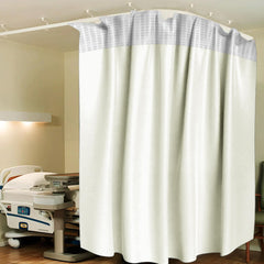 Heart Home AC Curtain | PVC Hospital Bed Curtain | Curtains for Hospital | Curtain for Bathroom | Window Blackout Curtain | Shower Curtain with 8 Rings | 7 Feet | Cream
