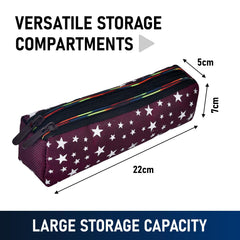 Heart Home Pencil Pouch|Rexine Stationary Pouch|Pencil Utility Pouch|School Pencil Case for Kids|Pen-Pencil Box for Kids|2 Zipper Pencil Organizer|Star Pencil Pouch|Pack of 2|Maroon