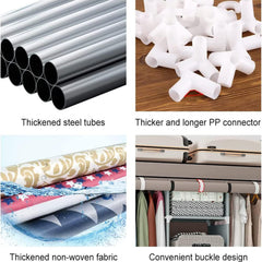 Kuber Industries Foldable Wardrobe for Clothes|Non Woven 2 Door Portable Clothes Rack|6 Shelves Almirah for Clothes-Pack of 5 (Grey)