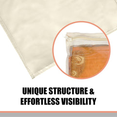 Heart Home Saree Cover | Clothes Storage Bag | Single Packing Saree with Zip Closure | Wardrobe Organizer | Cloth Stoarge Organizer | Plain Saree Cover | Pack of 24 | Cream