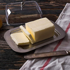 Kuber Industries Pack of 3 Butter Box Container | Steel Butter Dish Box | Cheese Storage Keeper Tray | Butter Keeper Container | Butter Storage Container Tray | Butter Tray | 11008-D | Silver