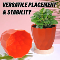 Heart Home Flower Pot | Flower Planter Pots for Indoor | Flower Pots for Outdoor | Pot for Garden & Balcony Flowering | Flower Plants Pot | Barfi Flower Pot | 6 Inch | Pack of 2 | Orange