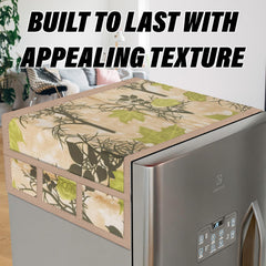 Kuber Industries Fridge Top Cover | Fridge Top Cover with Pockets | Refrigerator Top Cover for Kitchen | Fridge Top Cover with 6 Utility Pockets | Tree Kniting Fridge Cover | Green