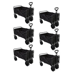 Kuber Industries (Set of 6) Garden Wagon Cart with Wheels Foldable & Portable Design - Heavy Duty Pullable Yard Cart with 8" Wide Wheels - Black
