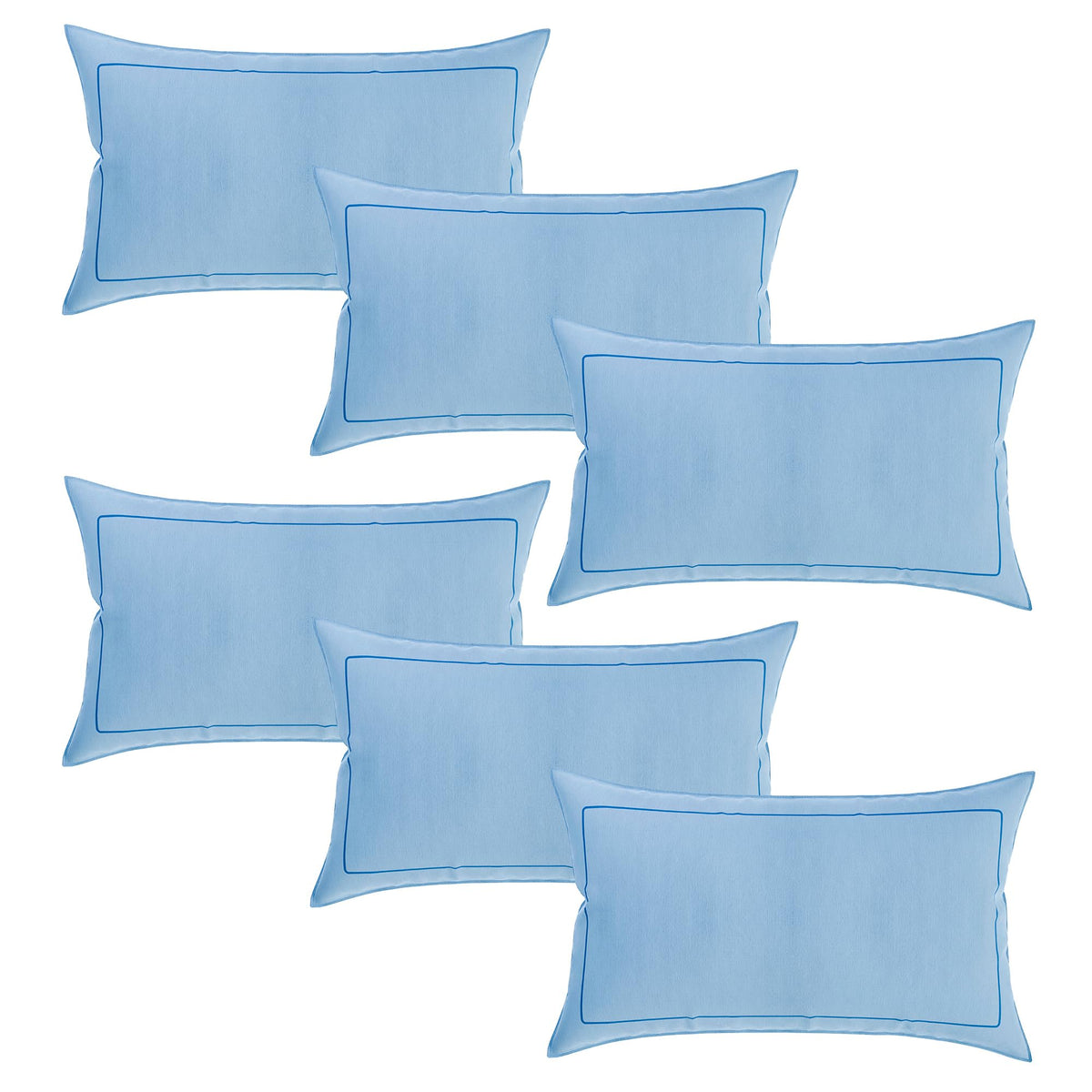 Heart Home Pillow Cover | Cotton Pillow Cover | Pillow Cover for Bedroom | Cushion Pillow Cover for Living Room | Plain Border Pillow Cover Set | Set of 6 | Sky Blue
