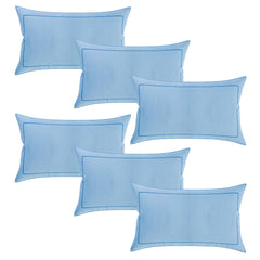 Heart Home Pillow Cover | Cotton Pillow Cover | Pillow Cover for Bedroom | Cushion Pillow Cover for Living Room | Plain Border Pillow Cover Set | Set of 6 | Sky Blue