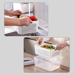 Kuber Industries 15 Pcs Food Containers | Storage Box for Fridge | Vegetable Fruit Boxes | Refrigerator Storage Box | Containers With Lid | Handheld Strainer Basket | HXP00740 | Transparent|Pack of 5