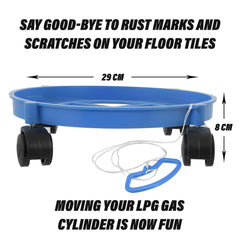 Kuber Industries 2 Pieces LPG Cylinder Trolley Easily Movable Stand with Wheels, Gas Cylinder Stands, Gas Cylinder Trolley (Blue & Red)-KUBMART11184