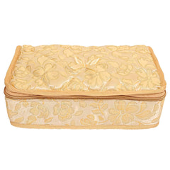 Heart Home Jewellery Kit | Silk Jewellery Storage Kit | Flower Pattern Jewellery Kit | Cosmetic Kit with 4 Flappable & 2 Pouch | Travel Kit for Necklace | Bracelet | Cream