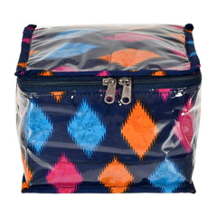 Heart Home Jewellery Kit | Zig Zag Print Locker Storage Kit | Laminated Jewellery Kit | 10 Detachable pouch | Cosmetic Kit for Necklace | Bracelet | Blue