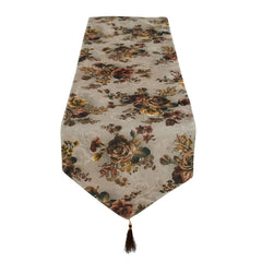 Heart Home Flower Design Cotton Table Runner for Family Dinners or Gatherings, Indoor or Outdoor Parties & Everyday Use, 16"x68"inch (Brown), Standard (HS39HEARTH023541)