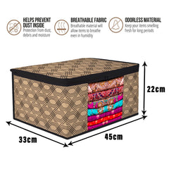 Heart Home Saree Cover | Zip Closure Saree Cover | Clothes Storage Bag | Wardrobe Organiser | Transparent Window Saree Cover | Honeycomb-Design | 9 inch | Pack of 6 | Coffee