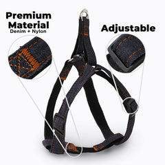 Kuber Industries Dog Chest Belt Harness with Adjustable Leash|Premium Demin Fabric|Metal Hooks |PDMGL-013-03| Comfortable Grip|Double Stitched Belt with Soft Padding |Black (Pack of 5)