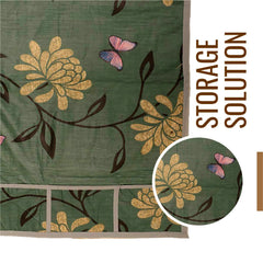 Kuber Industries Fridge Top Cover | Fridge Top Cover with Pockets | Refrigerator Top Cover for Kitchen | Fridge Top Cover with 6 Utility Pockets | Flower Fridge Cover | Green